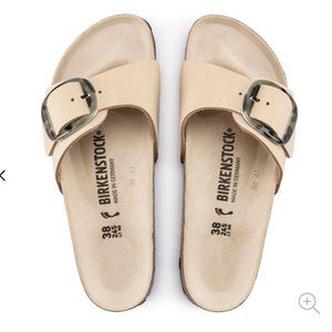 Birkenstock Madrid Big Buckle Nubuck Leather Almond size 38, BRAND NEW in box